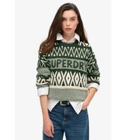 superdry para mujer w6110559a jersey de cuello redondo con diseno de la marca verde xs casual acrilico