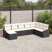 conjunto de sofa de jardin de 8 piezas con cojines de ratan negro v4236 unico  beige