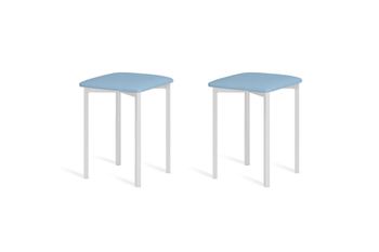 Pack 2 taburetes 45 cm  asiento azul estructura blanco
