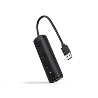 tooq hub usb30 3xusb30rj45 usb-am-rj45h negro 15cm