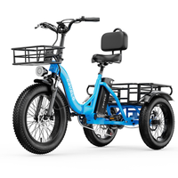 triciclo electrico plegable cbvelo c16 neumaticos anchos de 4 pulgadas cuadro de acceso bajo azul