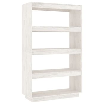 Estantería/divisor espacios madera pino blanco 80x35x135 cm