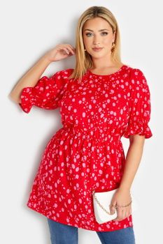 Yours Blusa Roja Y Rosa Moteada, Mujer Curvy Y Tallas Grandes, Yours