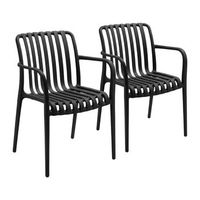 pack de 2 sillas apilables de exterior con reposabrazos kaia en polipropileno 7house