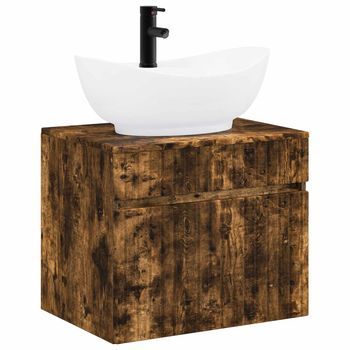 Juego De Muebles De Baño Roble Ahumado Madera De Ingeniería Vidaxl