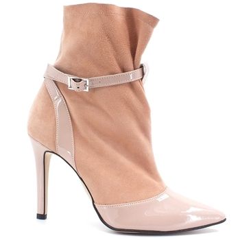 Divine Follie Botines Stivaletto Punta Tacco Vernice Carne Rosa 1843 para mujer