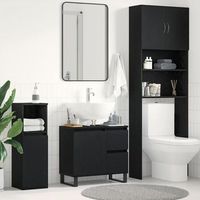 vidaxl gabinete de lavabo para bano roble negro 65 x 33 x 60 cm
