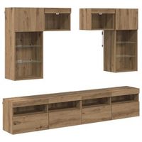 unidades de pared para tv 6 uds madera envejecida vidaxl