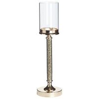 portavelas de metal dorado pantalla de cristal 48 cm centro de mesa decoracion glamour abbeville
