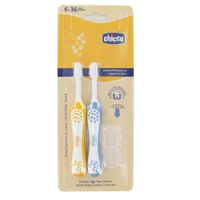 chicco pack cepillos dental 6 - 36 meses azul  amarillo