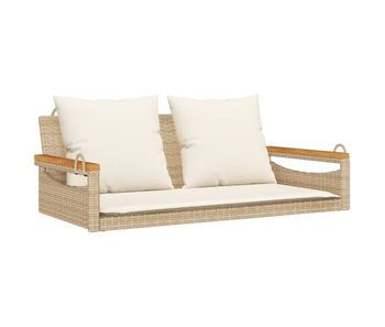 Vidaxl banco columpio con cojines ratán sintético beige 109x62x40 cm