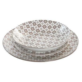 Vajilla Set 18 Porcelana 27x27x2 Beige