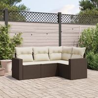 conjunto de sofas de jardin 4 uds  mueble jardin mesa y sillas y cojines ratan sintetico marron cfw884566