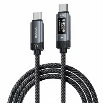 Cable Toocki TX111C4 PD240W Type-C a Type-C con pantalla OLED inteligente PD3.1 SFC2.0 Carga rápida Transmisión de datos