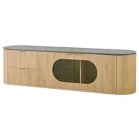mueble de tv con vitrina mdf urban meuble 172x38x455 cm - madera y gris