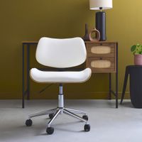 silla de oficina con ruedas madera curvada y acabado en polipiel