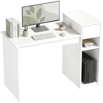 Escritorio Compacto Con Cajón De Melamina Homcom 108 X 50 X 82 Cm – Blanco