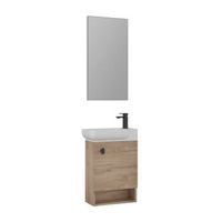 conjunto de mueble con lavabo y espejo 2 piezas  - 53 x 33 x 75 cm - roble