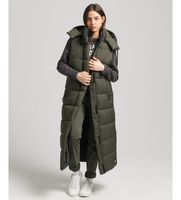 superdry para mujer w5011444a chaleco largo con capucha ripstop verde xs casual poliester