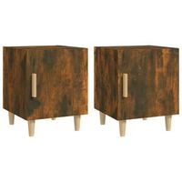 juego de 2 mesitas de noche - mesillas madera contrachapada color roble ahumado mc5924