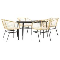 juego de comedor jardin 5 piezas cojines ratan sintetico marron vidaxl