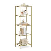 estanteria de cristal de 4 niveles dorado  5 niveles