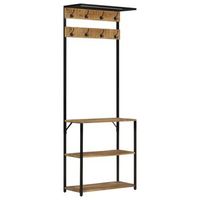 perchero con zapatero madera maciza mango rugosa 68x30x182 cm vidaxl