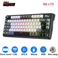 teclado mecanico inalambrico tri-modo rk royal kludge l75 con teclas de funcion perilla estructura gasket rgb para gamers intercambiable en caliente