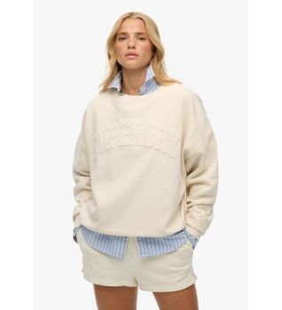 Superdry para mujer. W2012334A Sudadera Athletic Tonal Applique blanco roto (S), Casual, Algodón