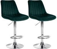 set de 2 taburetes de bar toni en terciopelo verde 50x495x91 cm