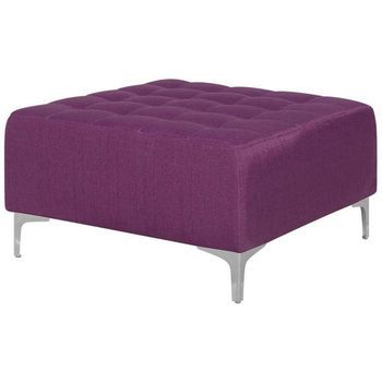 Otomana De Poliéster Violeta Plateado Reposapiés Acolchado Patas Metal Aberdeen Ii
