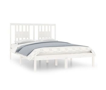 Estructura de cama de madera maciza de pino blanco 140x190 cm