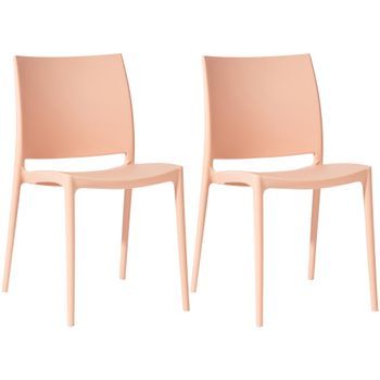 Juego De 2 Sillas De Jardin Meton Plástico Melocotón 49x42x81 Cm Clp