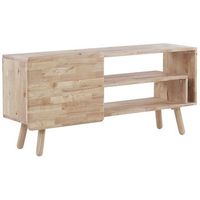 mueble de tv de madera de caucho 1 puerta 2 estantes almacenaje retro escandinavo sala de estar marron claro westfield