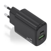 aisens a110-0910 cargador gan 20w 1xusb-c pd30 1xusb-a qc30 negro