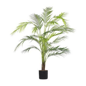 Planta Artificial En Maceta De Material Sintético Verde Negro 124 Cm Palmera Accesorio Interior Areca Palm