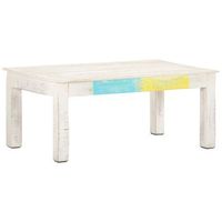 mesa de centro de diseno industrial 110 x 60 x 45 cm madera de mango color blanco dec037853