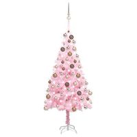 arbol de navidad preiluminado con luces y bolas rosa 180 cm vidaxl