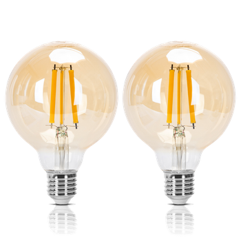 Aigostar - Bombilla LED E27 Edison, 10W Equivalente a 77W, Blanco Cálido 2200K, 1100 Lúmenes, Bombilla LED Vintage Decorativa G95 de Filamento, No Regulable, Cristal ámbar, Pack 2