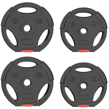 SPORTNOW Juego de Discos Pesas de 4 Piezas 2x5 kg 2x7,5 kg con Orificios de 2,5 cm para Entrenamiento Fitness en Hogar Negro