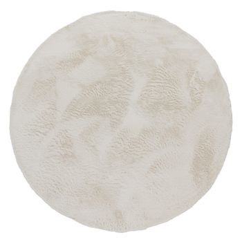 Alfombra de piel Fluffy crema 200 cm redondo