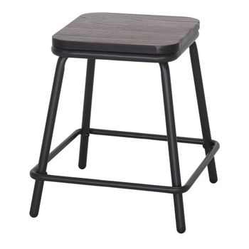 Taburete bajo de metal y madera ritual - negro - 45x40x40