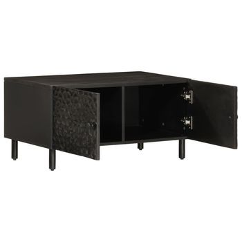 Mesa De Centro 50x80x40 Cm Hierro Y Madera Trabajada - Negro