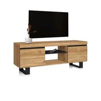 mueble tv con patas y almacenamiento 140 cm ebos up roble nude - ceniza 140 x 53 x 40 cm