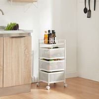 carrito de cocina sunndal con 3 cestas acero  65x27x27cm - blanco encasa