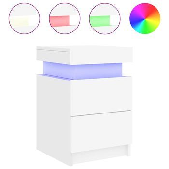 Mesita De Noche Con Luces Led Blanco 35x39x55 Cm Vidaxl