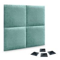 dhome juego de 4 paneles tapizados de lana ecologica pack autoadhesivos para pared acusticos absorbentes proteccion verde agua 60x60cm x4