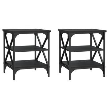 2 Uds Mesas Auxiliares | Mesita Auxiliar | Mesa De Café Madera Contrachapada Negro 40x42x50 Cm