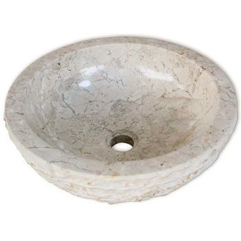 Lavabo De Mármol 40 Cm Color Crema Vidaxl