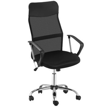 HOMCOM Silla de Oficina Giratoria Ergonómica Sillón de Escritorio de Malla con Ruedas de PVC Respaldo Alto Carga 120kg Negro   Aosom España